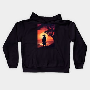 Sunrise silhouette samurai Kids Hoodie